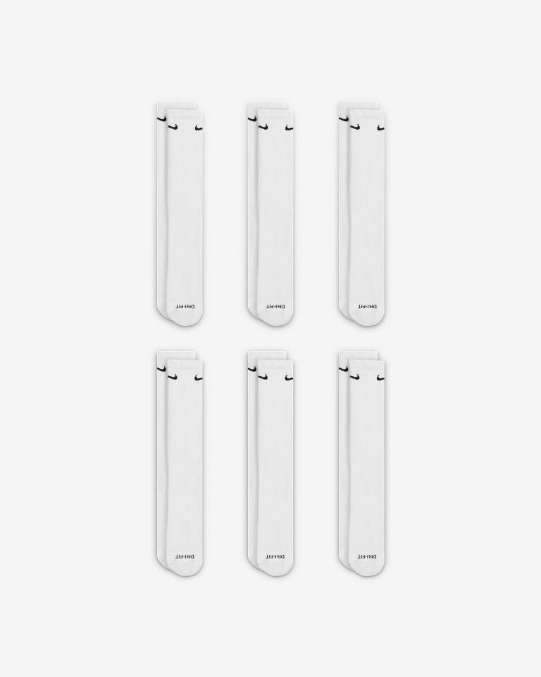 Nike Everyday Plus Cushioned Crew Unisex Beyaz Günlük Stil Çorap 6'Lı