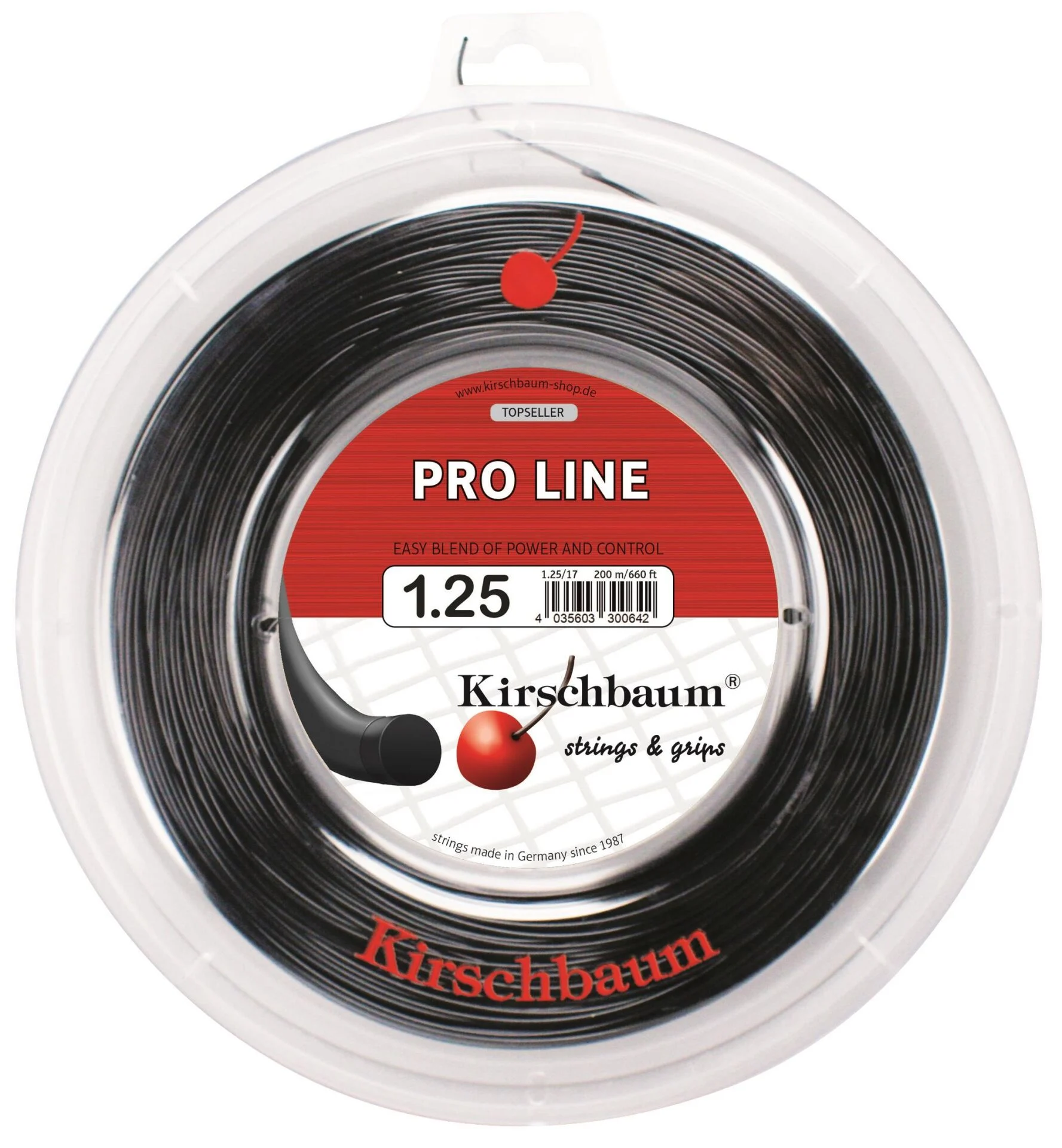 Kirschbaum 200M Pro Line 1,25 Siyah Tenis Rulo Kordaj