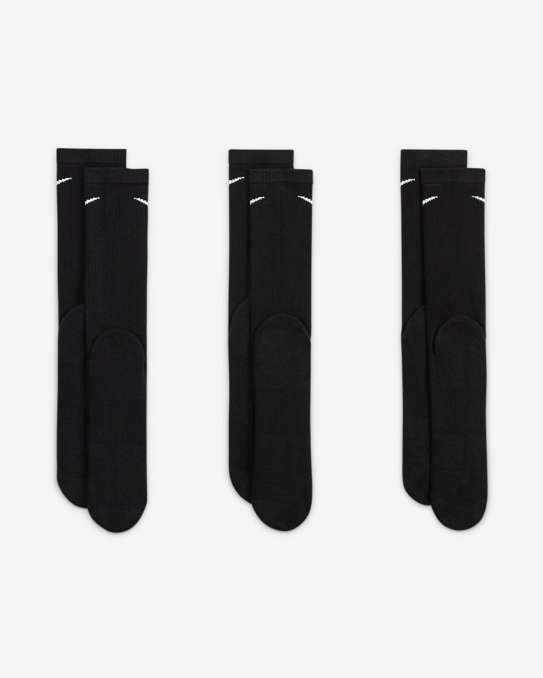 Nike Everyday Plus Cush Crew Siyah Stil Çorap (3 Çift)