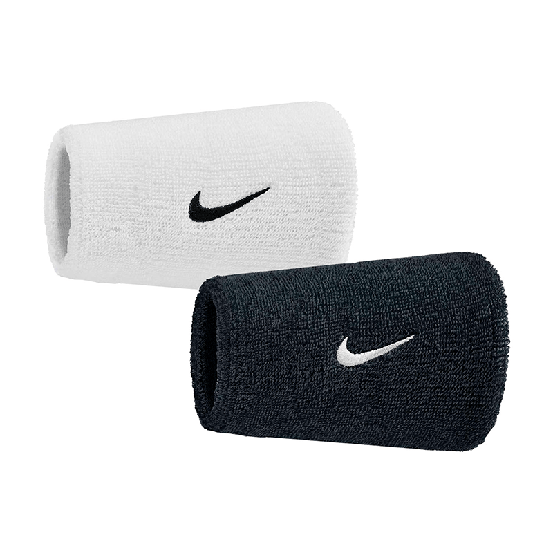 Nike Swoosh Classic 2'li Havlu Bileklik (Büyük) - Beyaz/Siyah