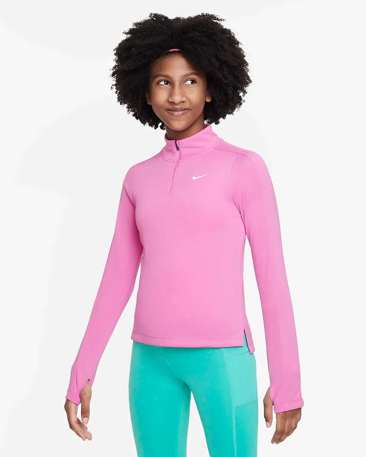 Nike Dri-FIT Dri-FIT Uzun Kollu Yarım Fermuarlı Genç Kız Çocuk Üstü