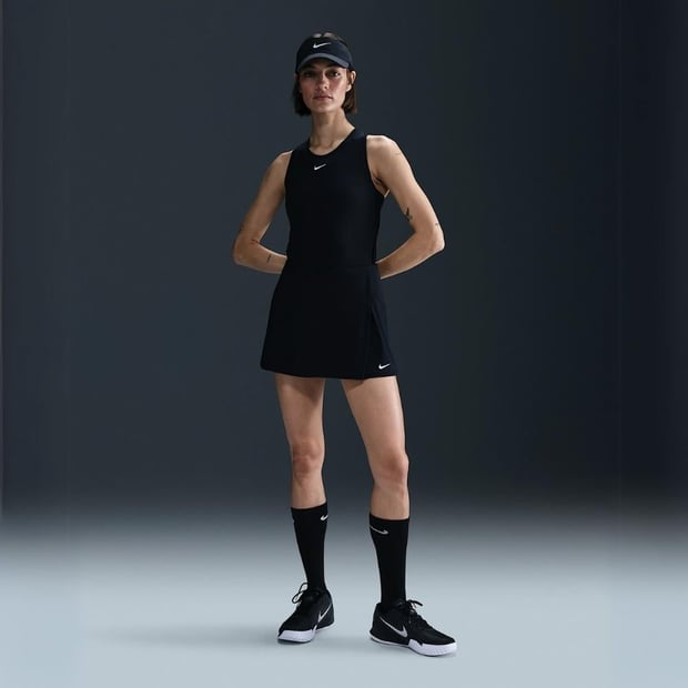 Nike Victory Dri-FIT Düz Tenis Eteği - Siyah